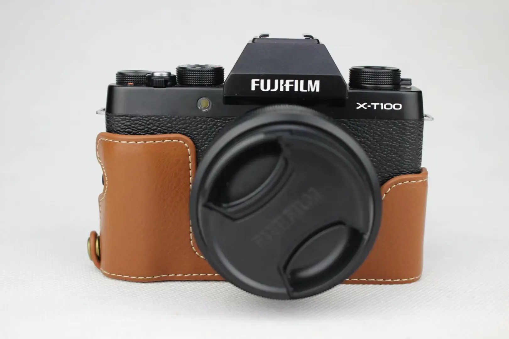 Сумка для камеры из натуральной кожи для профессиональной камеры Fujifilm XT100, чехол на половину, открытая батарея