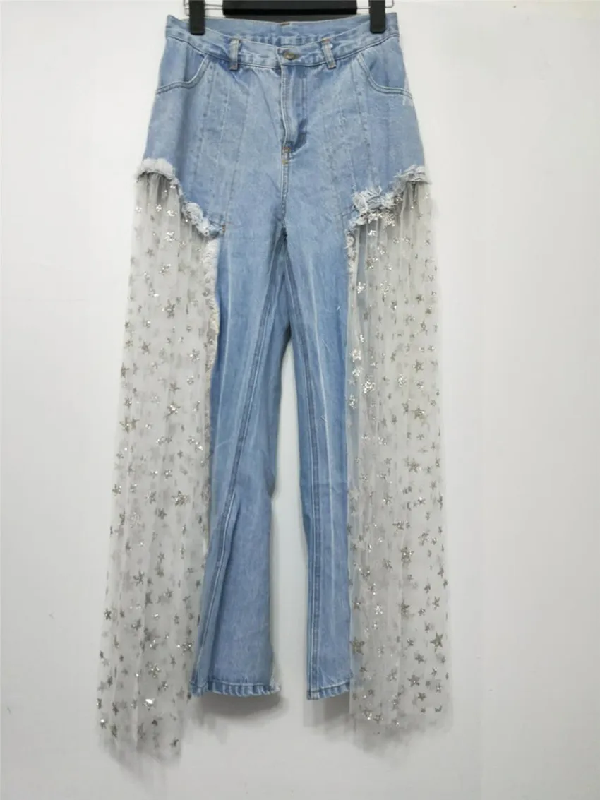 Estrella Pub Celebridad Ancha Al Ver De Vaqueros Por Venta A Estilo Pantalones Con Mayor Cuerpo Fiesta Caliente Las Nuevo Malla Través Jeans Moda Mujeres Pierna x1YU6Hw