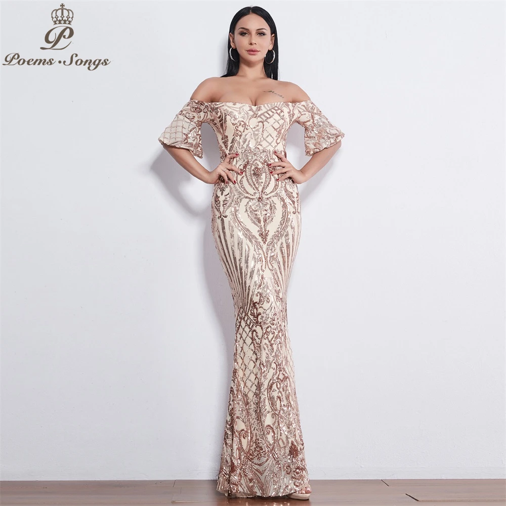 Poems Songs 2019 Elegant luxury Sequin Evening dresses long vestido de festa longo prom dress robe de soiree longue robe Poems Songs 2019 Elegant luxury Sequin Evening dresses long vestido de festa longo prom dress robe de soiree longue robe