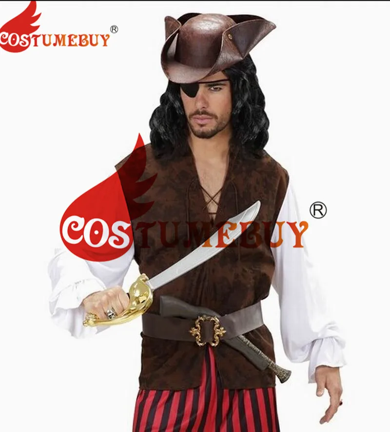 CostumeBuy Шляпа капитана пирата Джек Воробей деревенская шапка трикорна коричневая древняя шляпа пиратская шляпа в стиле Карибы L920