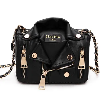 

2018 New European Brand Chain Motorcycle Bags Women Clothing Shoulder Rivet Jacket Bags Messenger Bag Women Leather Handbags