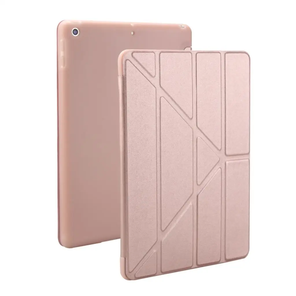 Чехол для нового iPad 9,7 дюймов, мягкий силиконовый низ+ умный чехол из искусственной кожи с функцией автоматического сна для нового iPad 9," A1893 - Цвет: Rose gold