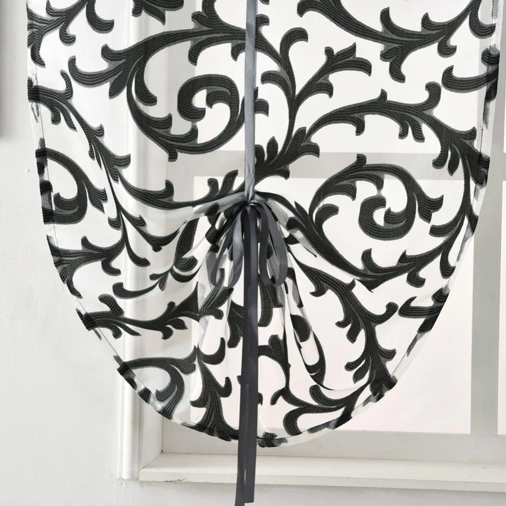 Kitchen Curtain Window Treatment Tie up Balloon Home Textile Sheer Panel Tulle Jacquard sheer curtains window curtains decor curtains light filtering curtains