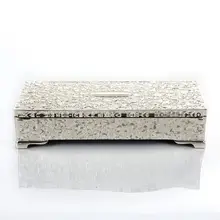 Rechteck silber schmuck box mit klassischen muster für hochzeit valentinstag geschenk