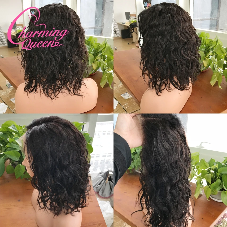 Натуральные волнистые парики 13*4 из натуральных волос на кружеве для черных женщин, предварительно выщипанные бразильские волосы remy, короткий парик с детскими волосами