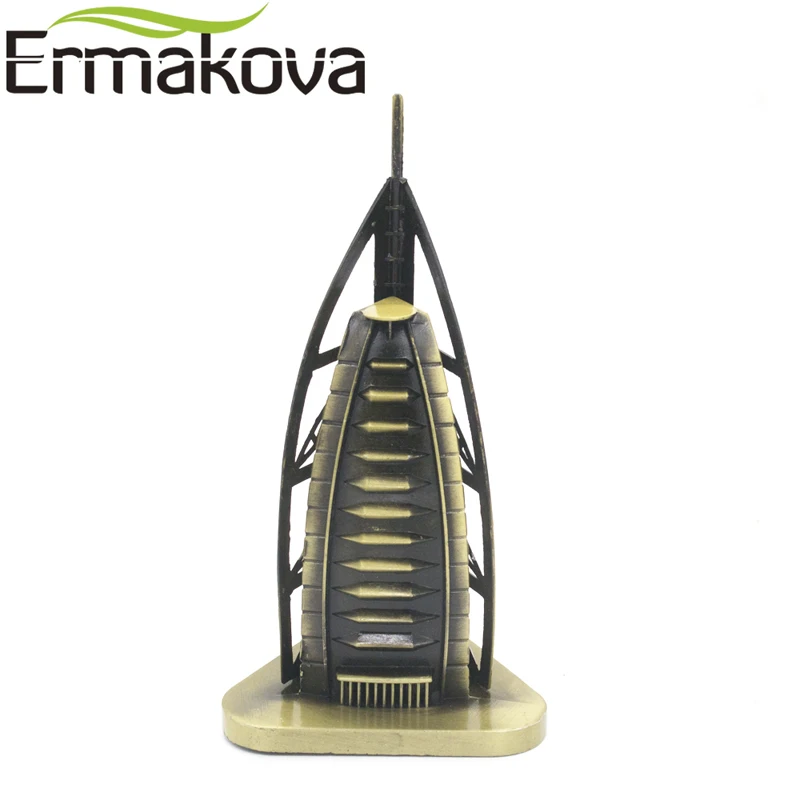 

ERMAKOVA Antique Bronze Tower of the Arabs Building Model Metal Burj al-Arab Figurine Sail Hotel Architecture Home Office Decor