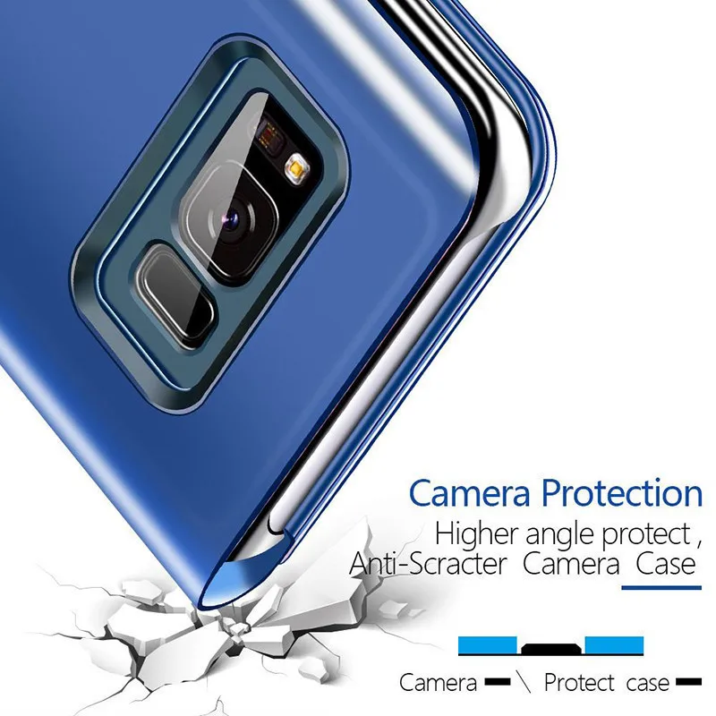 For Samsung Galaxy S21 Case Smart Mirror Leather Flip Stand Phone Cover For S20 S 21 FE S21 Plus S21Ultra S21 + Clear View Cases 4