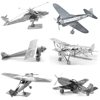 3D Metal Puzzle Early Educational Toys Aircraft Fighter Helicopters Model Jigsaw Puzzle Plane Tangram Kids Toys For Boy/Adult