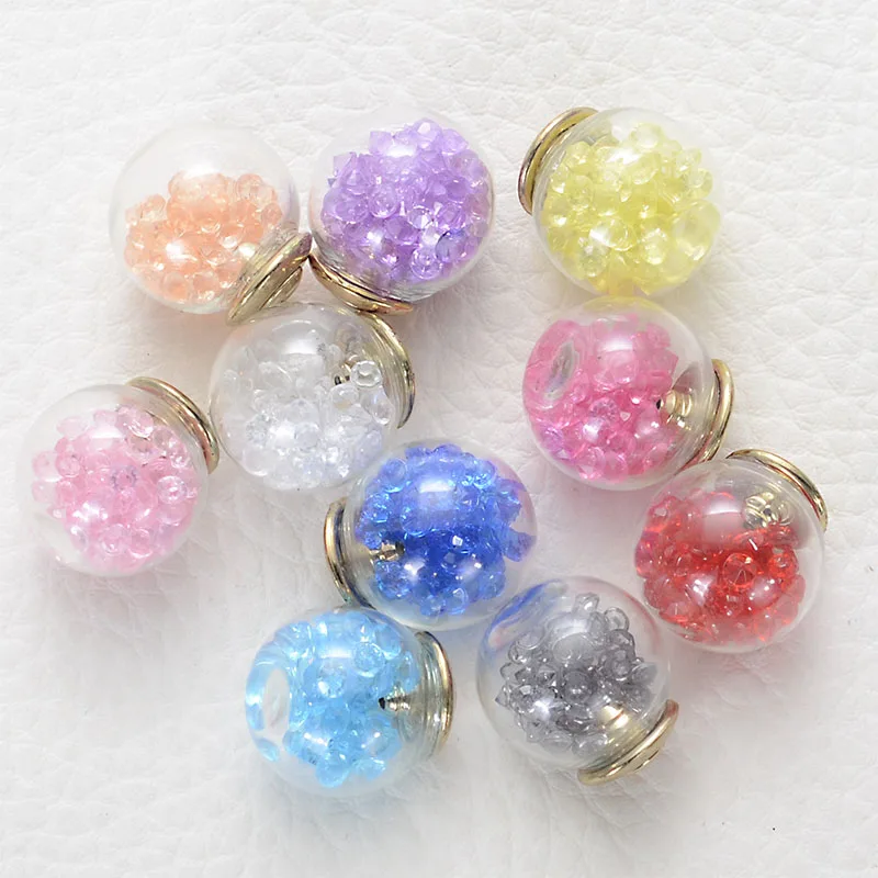 

Gold Metal Earring Jewelry Accessories Crystal Glass Ball For Double Size Earring Making 10Pcs/ Lot