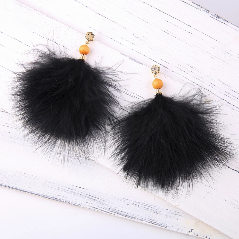 Bulk Price Elegant Feather Tassel Pendant Drop Earrings Ol Natural