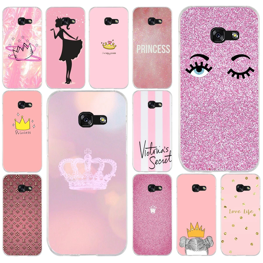

262FG pink Crown Princess Luxury design Soft Silicone Tpu Cover phone Case for Samsung a3 a5 2017 a6 plus a7 a8 2018 s6 7 8 9