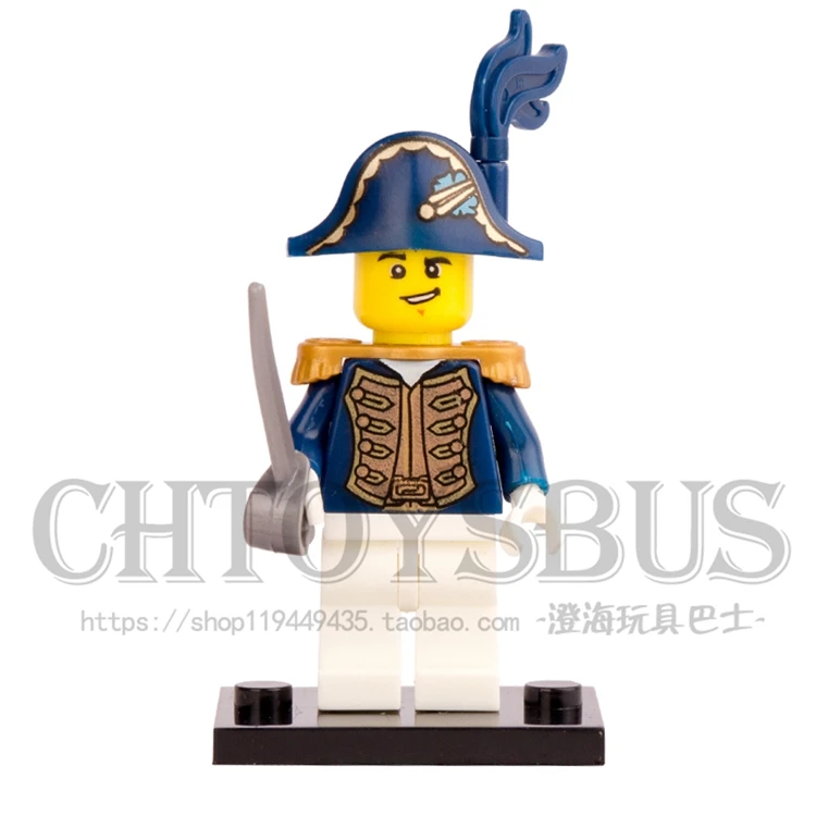 Beste Enkele Verkoop Piraten van de Caribbean Keizerlijke Admirals Gouverneur met Blauwe Veer Monteren Bouwstenen minifig Kinderen Speelgoed