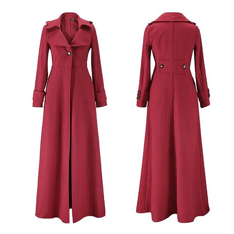 

ATKULLQZ Autumn and winter new women's high-end quality wool-like cashmere jacket plus long coat trench coat long jacket women