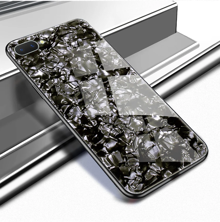 

Luxury Tempered Glass Phone Case For OPPO A5 case Coque Cute Glossy Mirror Shell Pattern Back Cover For OPPO A5