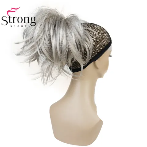 Rabo de Cavalo Extensão do Cabelo com Garra Clip em Hairpiece Prata Polegada Curto Natural Onda Cores Escolhas 10-12