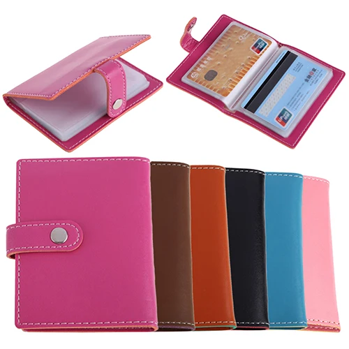 

Unisex 20 Slots ID Credit Business Card Holder Candy Color Faux Leather Case