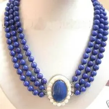 Чудесные 3 ряда 8 мм лазурит белая застежка-клипса с жемчугом ожерелье модное слово оптом mujer для женщин серебро-ювелирные изделия