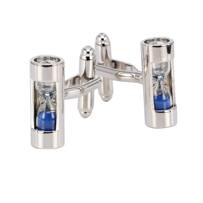 

High Quality Blue Hourglass Silvery Mens Shirt Cuff Links Cufflinks Wedding Party Gift New Hot
