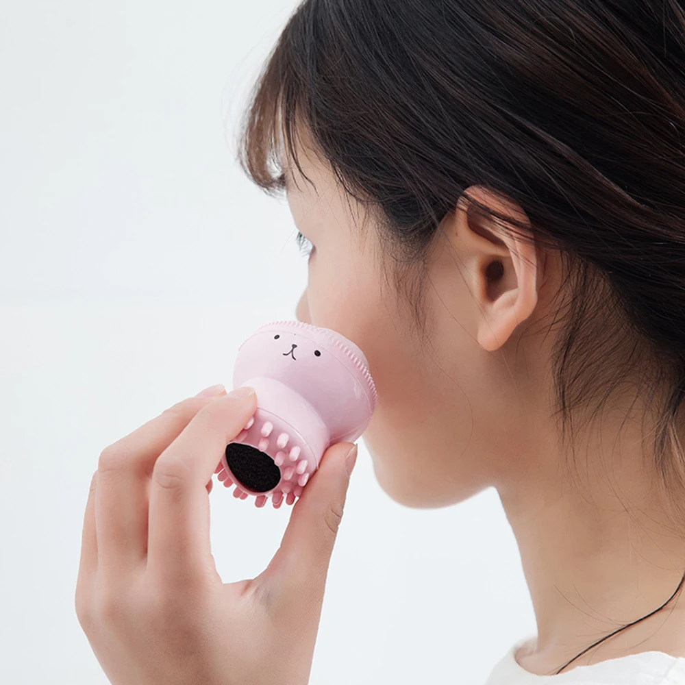 

ELECOOL 1pc Pink Color Refreshing Small Octopus Silicone Deep Cleansing Brush Exfoliating Cleansing Brush for Facial Care Tool