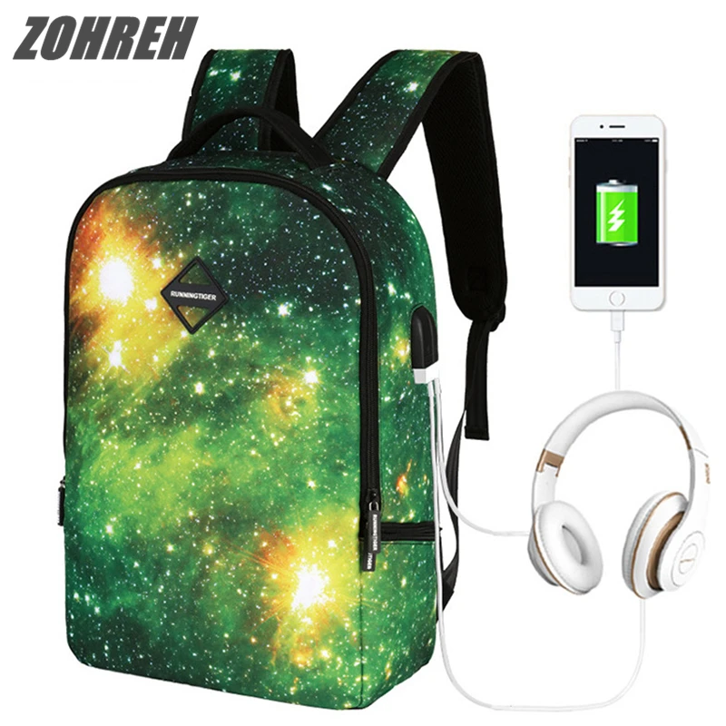 

Schoolbag Bagpack Portfolio School Bag Teen Printing USB Backpack Space With Charging Female Women For Kids Boys Girls Teenagers
