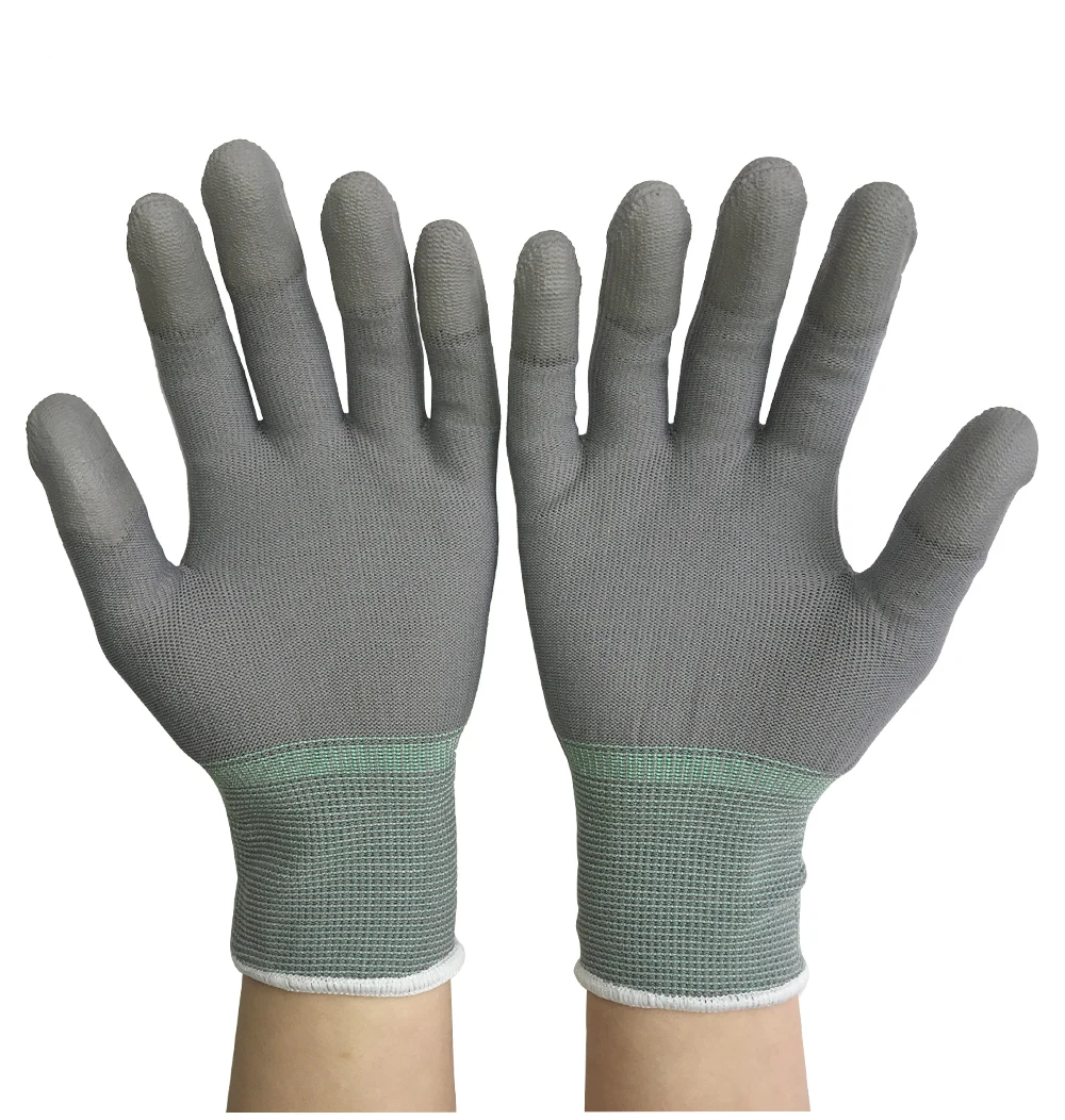 Abeso 1 пара антистатические перчатки Антистатический ESD электронные рабочие перчатки pu покрытием ладони палец ПК противоскользящие для