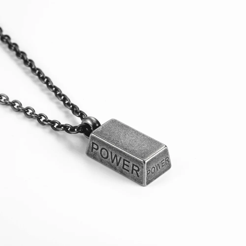 

Street Hip-hop Power Block Brick Necklace Titanium Steel Plated Gold Rectangular Gold Block Tidal Pendant accessories