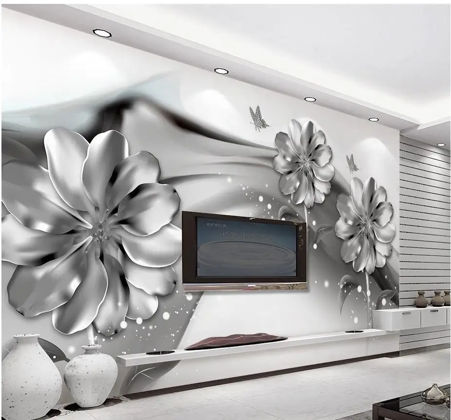 Grey wallpapers 3d wall murals wallpaper black and white flower custom wallpaper mural 3d wallpaper