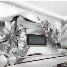 Серые обои 3d настенные фрески обои черный и белый цветок на заказ Обои фреска 3d обои