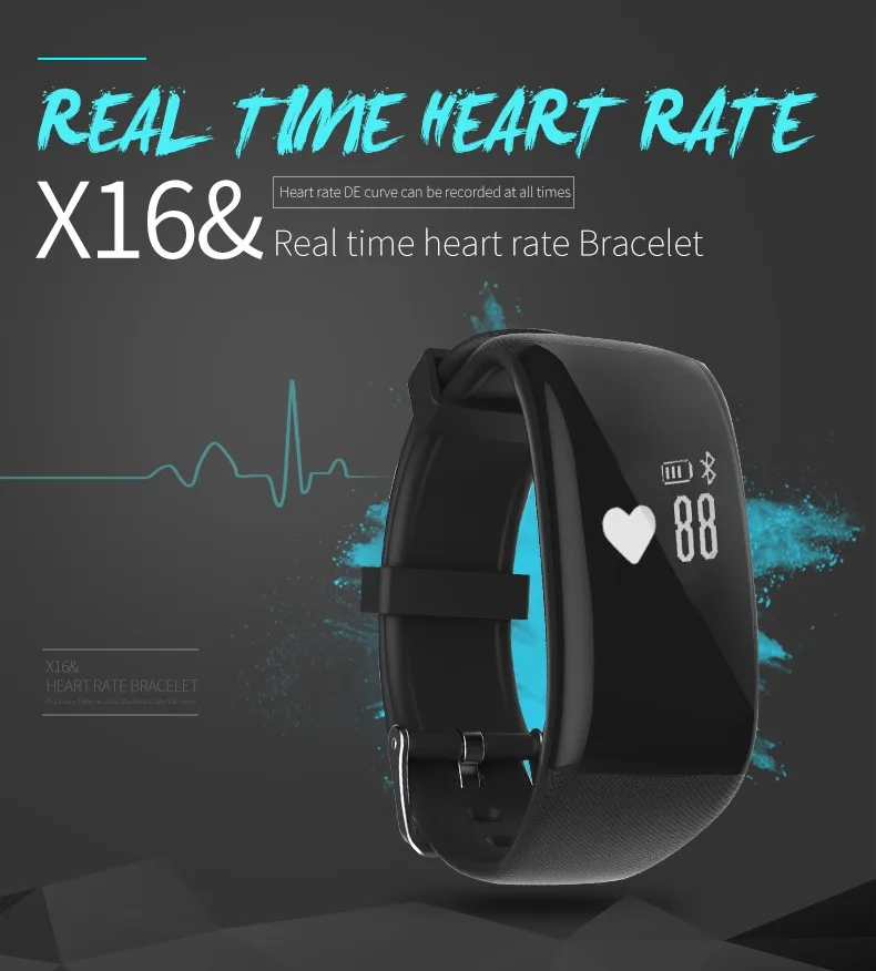 BEST Heart Rate Monitor Smart Band bracelet X16 Bluetooth 4 0 IP67 Waterproof Activity Tracker Wristband