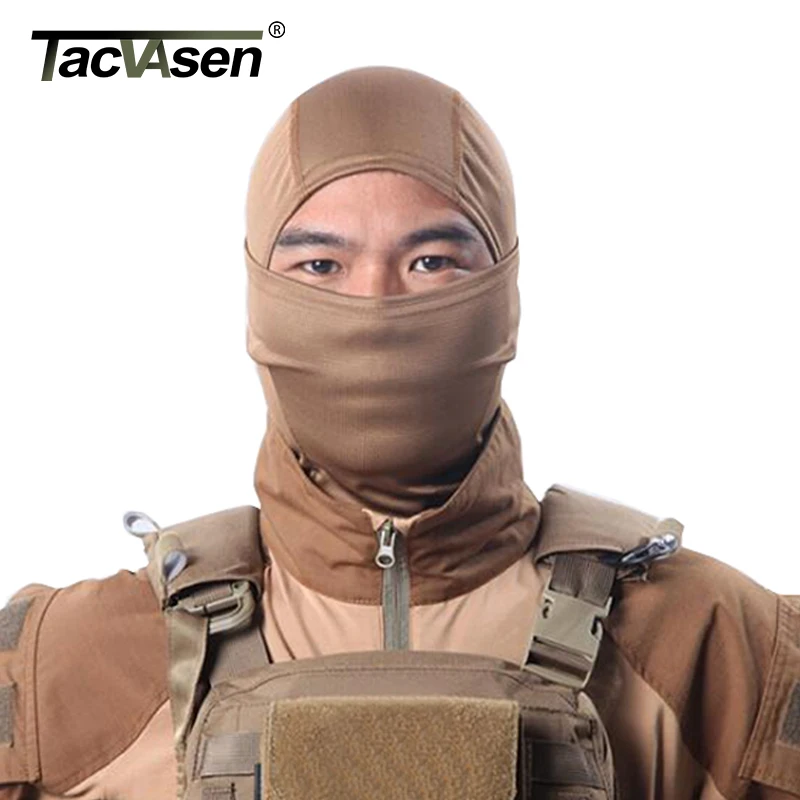 Тактическая камуфляжная маска капюшон TACVASEN быстросохнущая на все лицо для охоты