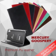 MERCURY GOOSPERY for Sony Xperia M 4 Aqua PU Wallet Leather Bag Cover Blue Moon Leather Case for Sony Xperia M4 Aqua /Dual Cases