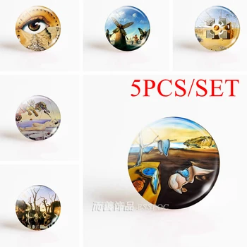 

5PCS/SET Salvador Dali Art 12/16/20/25/30mm Round Accessories Glass Cabochon DIY Pendant Handmade Jewelry Making Blank Base