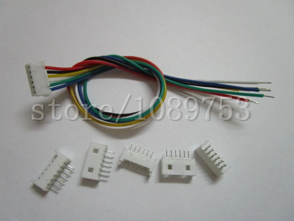 

100 pcs 1.25mm Pitch 6 Pin Male + Female Connector with 28AWG 100mm Leads Cable