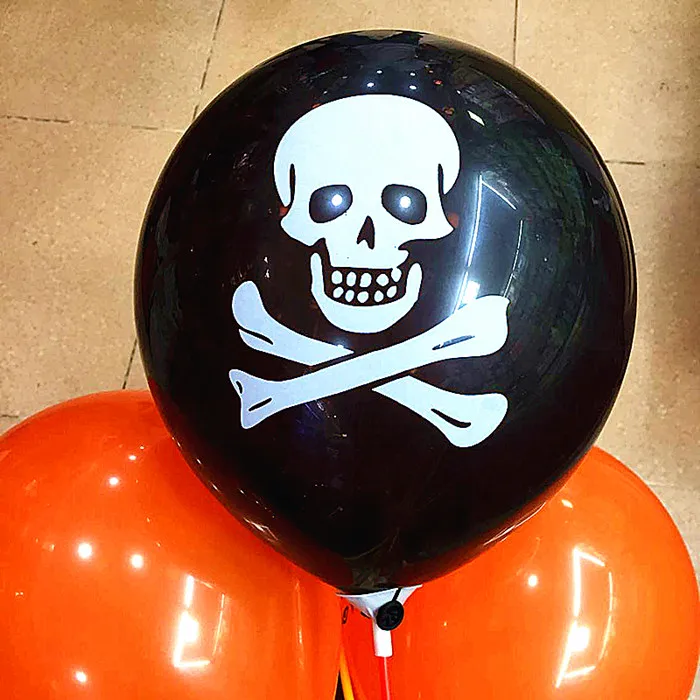

10pcs Halloween Latex Balloons Pumpkin Smiley Face Party Bat Skull Print pirate ship ballons Halloween party decoration Supplies