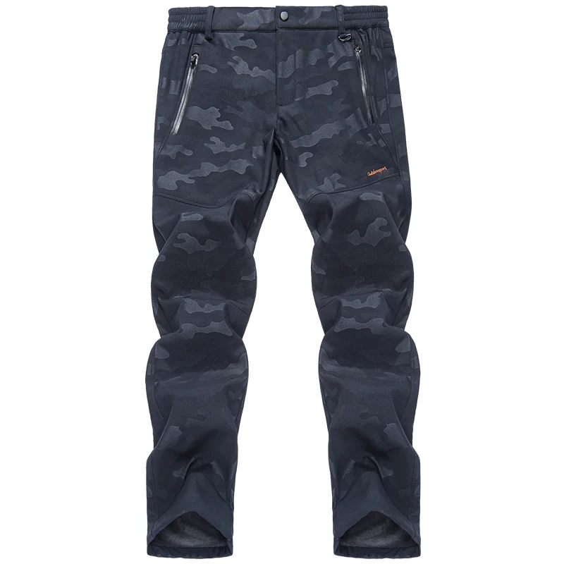 Detector Camouflage Hiking Pants Men Fleece Waterproof Thermal Tactical Trousers Ripstop Outdoor Trekking Fishing Softshell Pant - Цвет: Navy