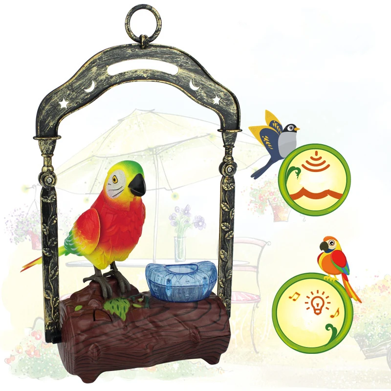 

Pop Sound Voice Control Electric Bird Pet Toy Electric Simulation Induction Bird Cage Birdcage Kids Toy Gift Garden Ornaments
