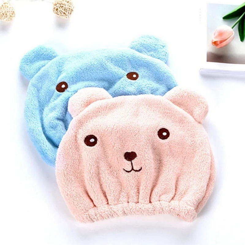 

Cute Bear Shower Cap Bath Hair Wrapped Towels Microfiber Shower Hats Bath Caps Quickly Dry Hair Cap Bath Accessories JWYYJ9
