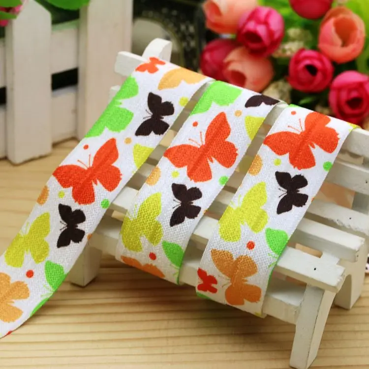 

1'' Free shipping Fold Elastic FOE butterfly printed headband headwear hairband diy decoration wholesale OEM 25mm H4927