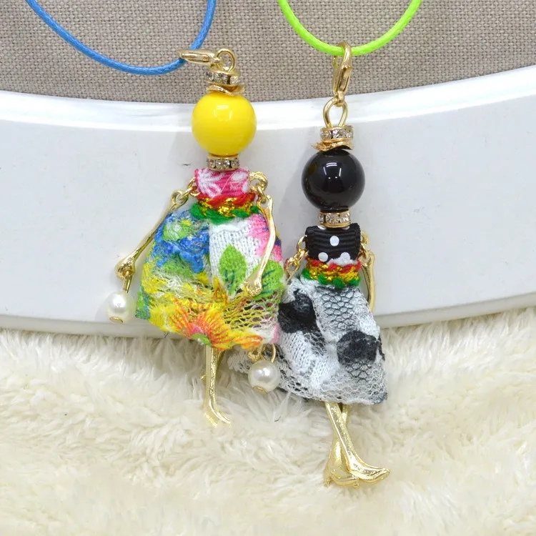 

New Fashion Kids Doll Necklace! Cute Spring Kids Jewelry Baby Doll Necklace Wax Rope Accessories Children Gifts NS274