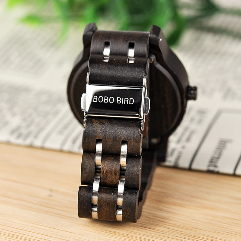 BOBO BIRD Men Watch Quartz Watches Male Wooden Wristwatch Small second disk Gift box masculinos relogios Customize logo