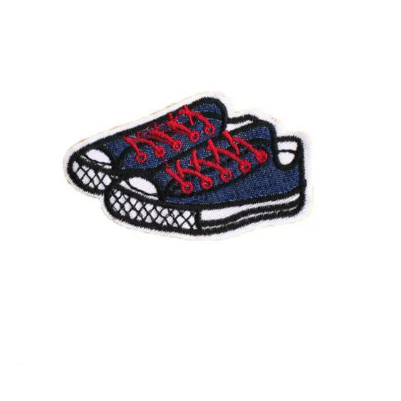 1Pcs Sneakers Canvas Shoes Embroidered Patch for Clothing Iron on Sew Applique Cute Patch Fabric