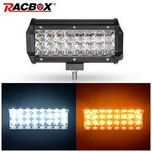 2 Pcs 72W 7inch Triple Row LED Light Bar Dual Color 12V 24V LED Spot Beam Lamp for Off Road 4WD ATV UTV UAZ MPV Motorbike Boat