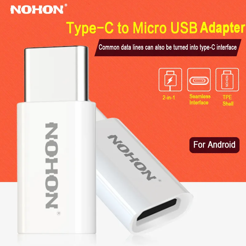 

2PCS NOHON Type-C To Micro USB Adapter For Xiaomi 4C 4S 5S Plus Oneplus 3T 2 3 Nubia USB Cable Charger Plug Connector Data Sync