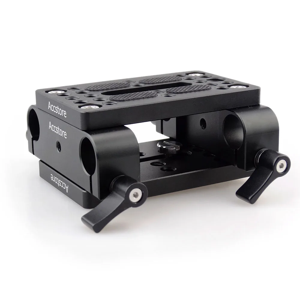 ACCSTORE Camera Mounting Plate Tripod Monopod Mounting Plate with 15mm Rod Clamps Railblock For Rod Support