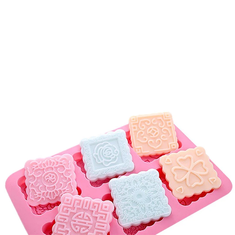 Food Grade 6 Holes Silicone Moon Cake Mold DIY Cake Chocolate Cookie Soap Jelly Handmade Tools Kitchen Baking Supply