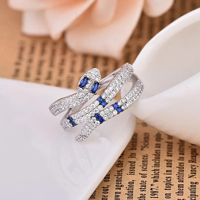 Уникальное модное простое Трендовое синее кольцо с фиолетовыми кристаллами большая змея кольца для женщин ZK40