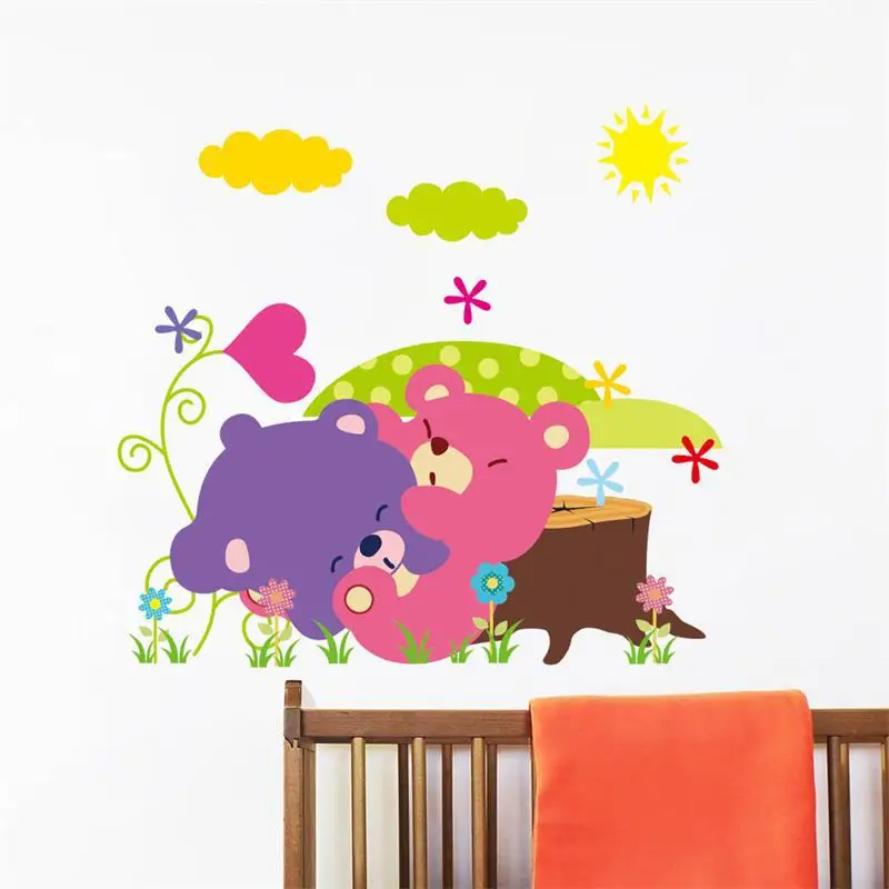 Зебра, жираф, слон, медведь, съемные милые дети, дети, детская комната, спальня, украшение, наклейка на стену CD005. наклейки на стену для дома - Цвет: CD005C