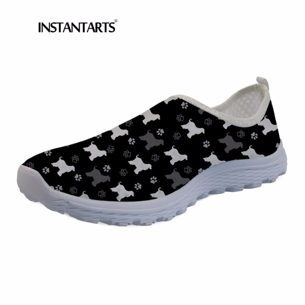 

INSTANTARTS Cute Pet Dog Print Summer Sneakers Mesh Casual Flat Shoes Women's Beach Sneakers Youth Girl Breathable Non-slip Shoe