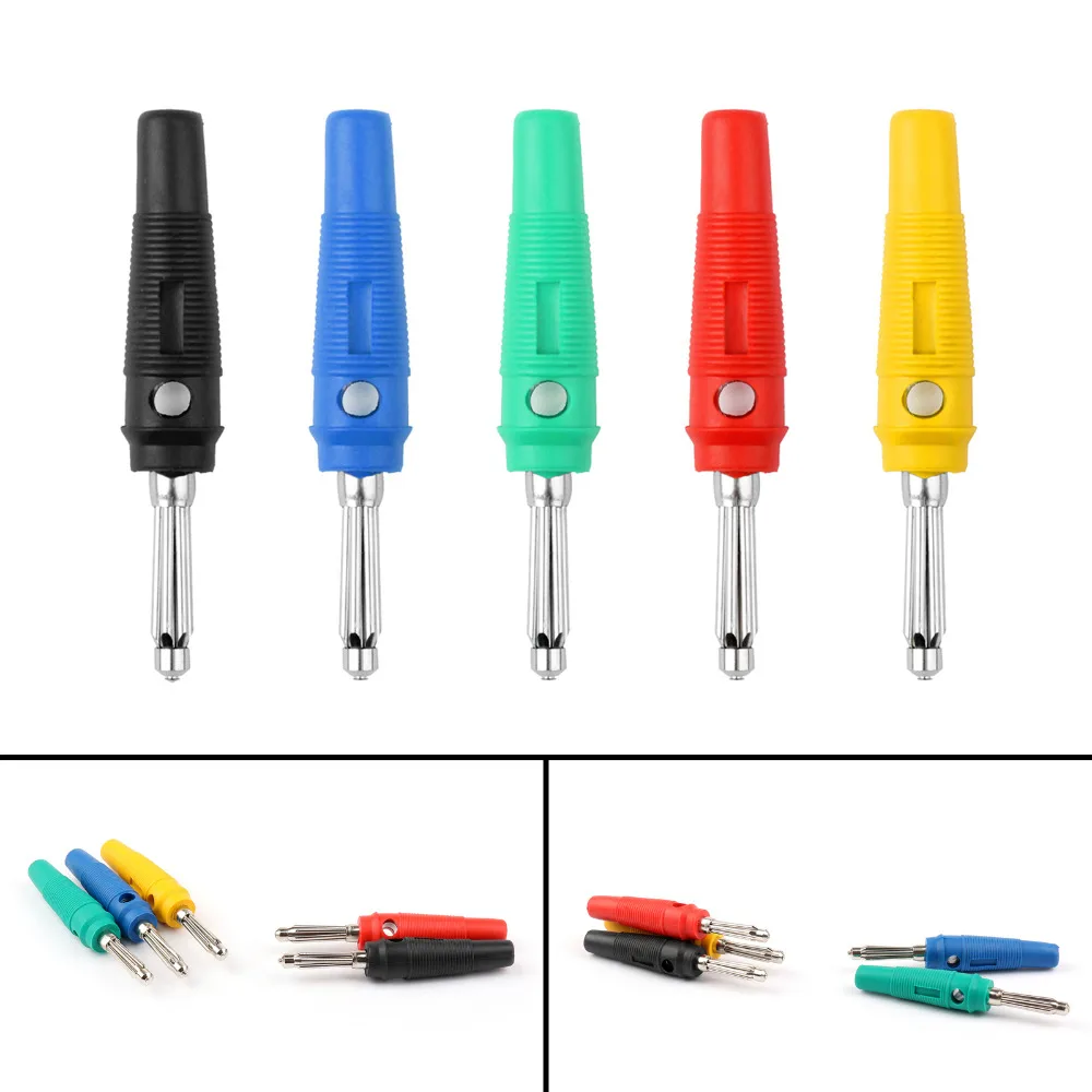

Areyourshop 5Type Copper 4mm Banana Plug Jack Connector 5 Color High Quality 10/50PCS 60MM Wholesale Plug Jack Connector
