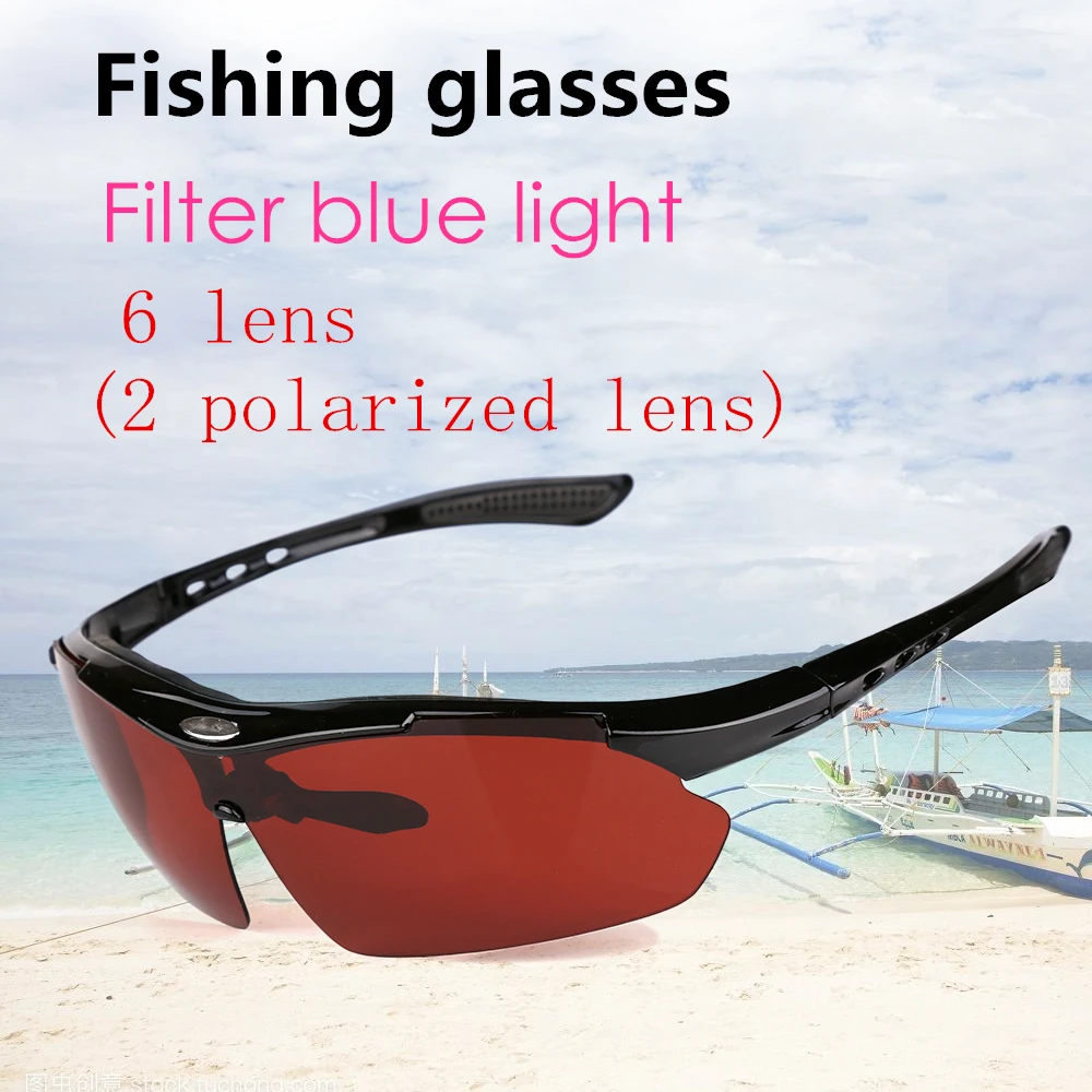 Очки для рыбалки с 6 линзами, фильтр, синий светильник, поляризационные очки для велоспорта, велосипедные очки, MTB, для спорта на открытом воздухе, велосипедные солнцезащитные очки, UV400